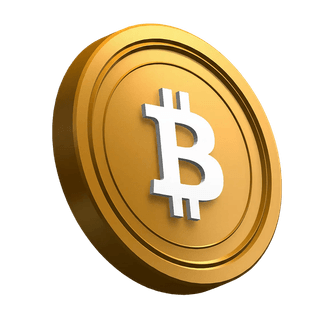 Pièce Bitcoin (BTC) présentée en biais dans le design de la section hero