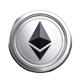 Élément visuel en suspension symbolisant la pièce Ethereum (ETH)